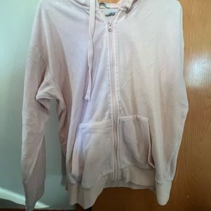 Pink velour forever 21 zip up AND white zip up